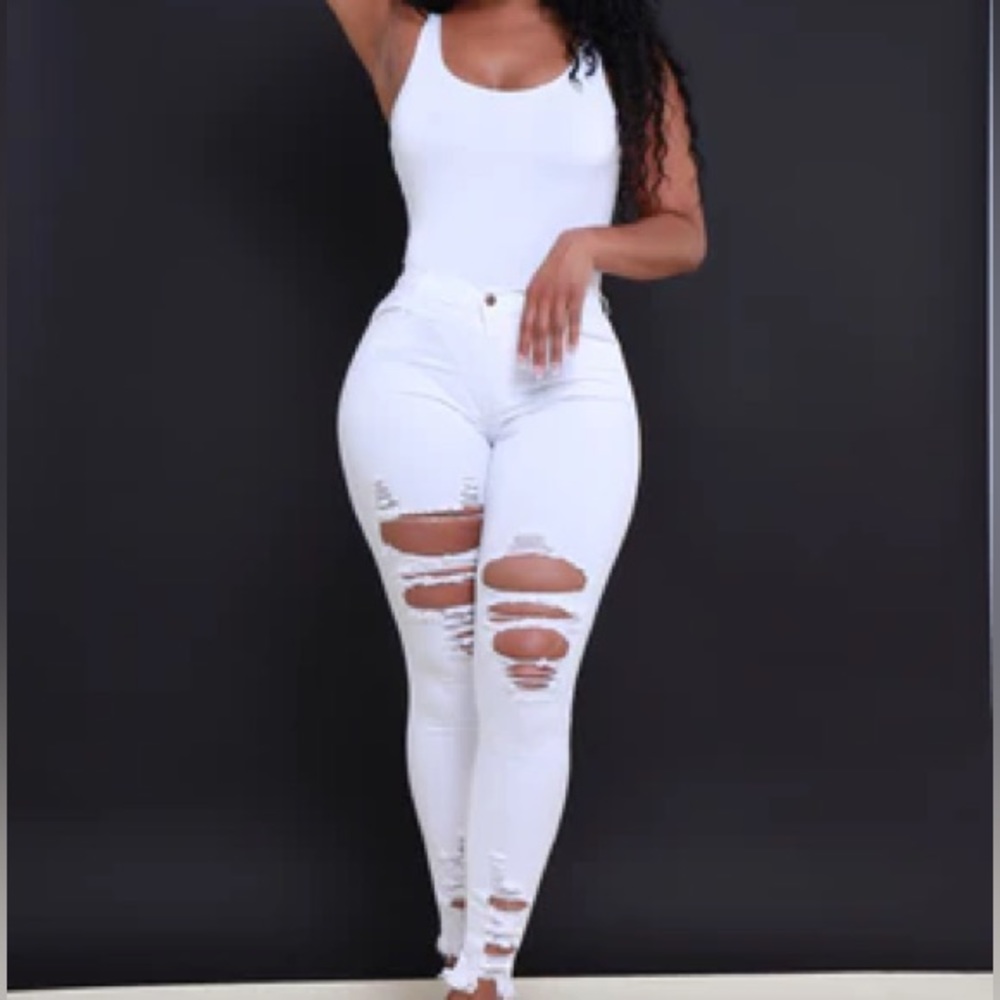 White Distressed Jeans